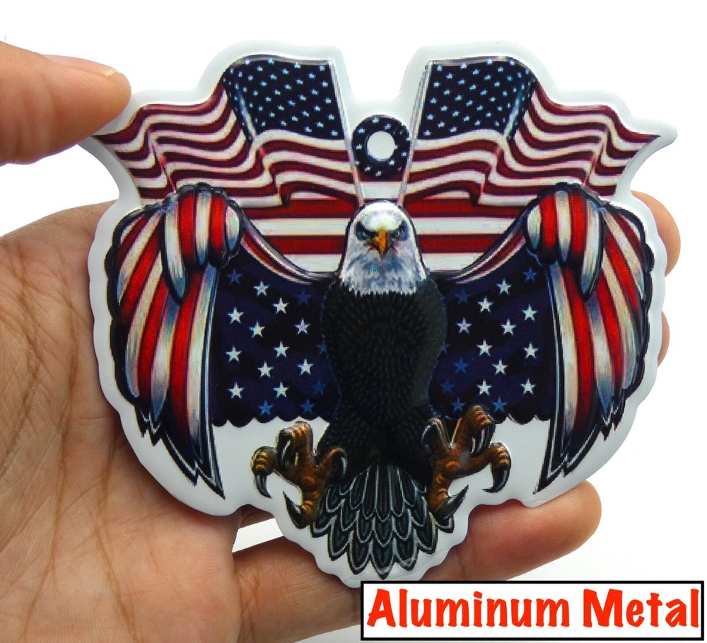 ALUMINUM Eagle Decal Stickers Military Motorcycle Car Emblem VETERAN 3.5″ x 3.2″