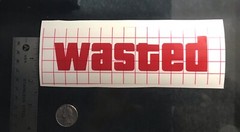 Wasted GTA style RED vinyl decal for car windows weatherproof 1.5 x 6.5 inch USA
