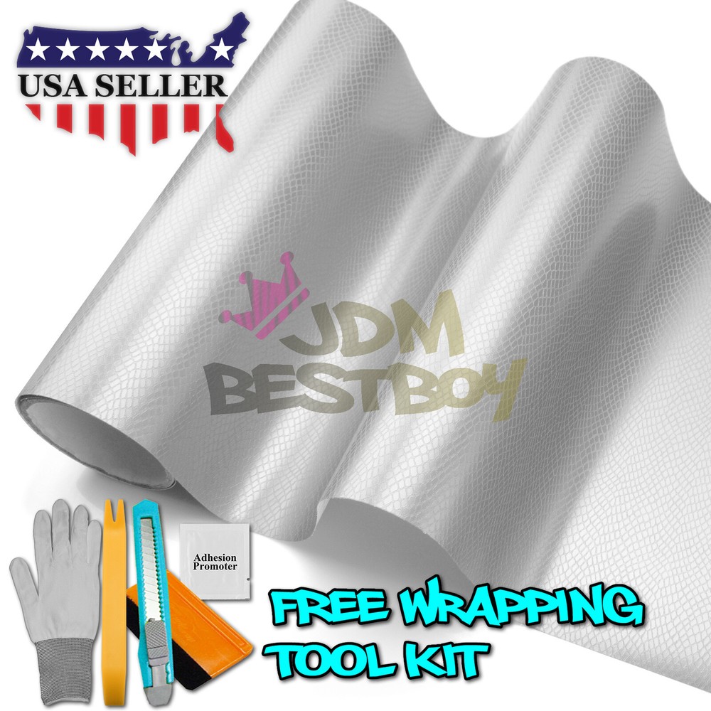 【Snake Skin Reptiles】 Silver Leather Vinyl Wrap Sticker Bubble Free Sheet Film