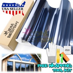 Dark Blue Chrome Window Tint One Way Mirror Film UV Heat Reflective Home Office