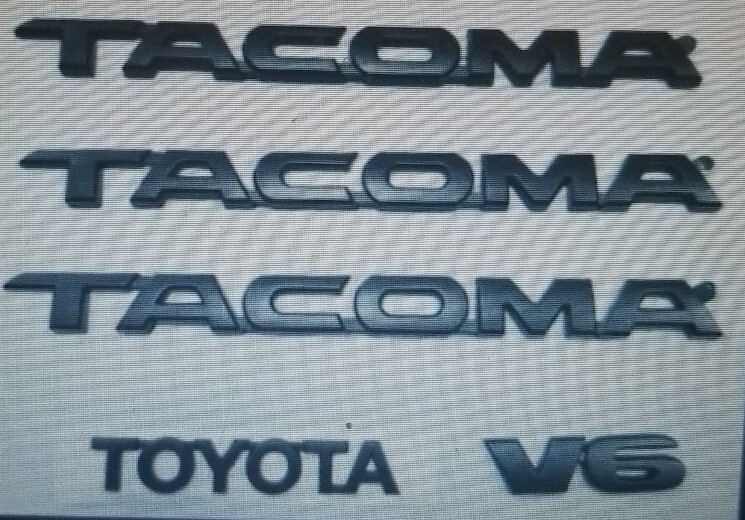 TOYOTA TACOMA EMBLEMS 5 PCS SET/ DOORS AND TAILGATE BLACK ABS DECALS NEW