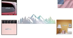 Waterproof Hologram Mountain Tree Decals – Peel and Stick Set of 2 for DIY Craft