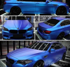 36″ x 60″ Satin Matte Chrome Metallic Deep Blue Vinyl Film Wrap Bubble Free