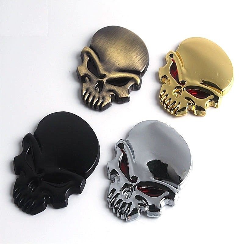 Choose Finish EVIL 3D SKULL Metal Sticker Decal 2-3/8″ x 1-3/4″ Car Truck