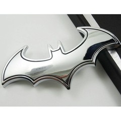 2pc 3D Metal Batman Dark Knight Batwing Sticker Decal Emblem Badge Car SILVER