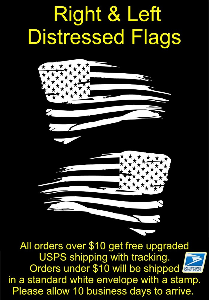American Flag Distressed Right & Left Vinyl Decal Sticker 14 Colors 6yr vinyl