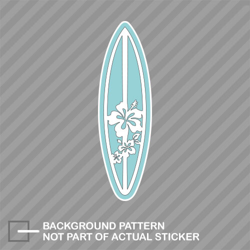 Light Blue Hibiscus Surfboard Sticker Decal Vinyl surf surfs up shaka