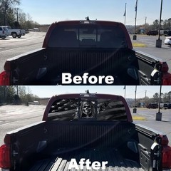 Rear Window Decal for Trucks,American Flag Truck Rear Wiindow Decals,Black Am…
