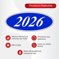 Car Windshield Year Stickers 2012-2026 Oval Dealership Decals Printed in USA