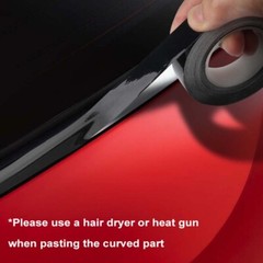 Car Window Trim Vinyl Film Door Waistline DIY Sticker Black Line 1 Roll 2cm*10m
