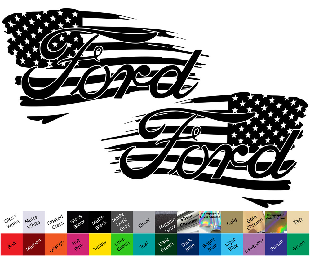 Ford Tattered american flag decals stickers bedsides tailgate door Trump