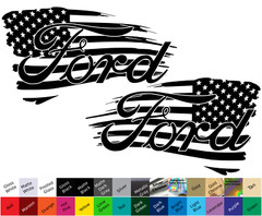 Ford Tattered american flag decals stickers bedsides tailgate door Trump
