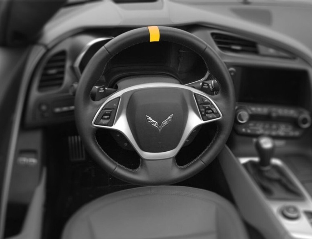 C8 Corvette ACCELERATE YELLOW STEERING WHEEL STRIPE (2×5 Inches)