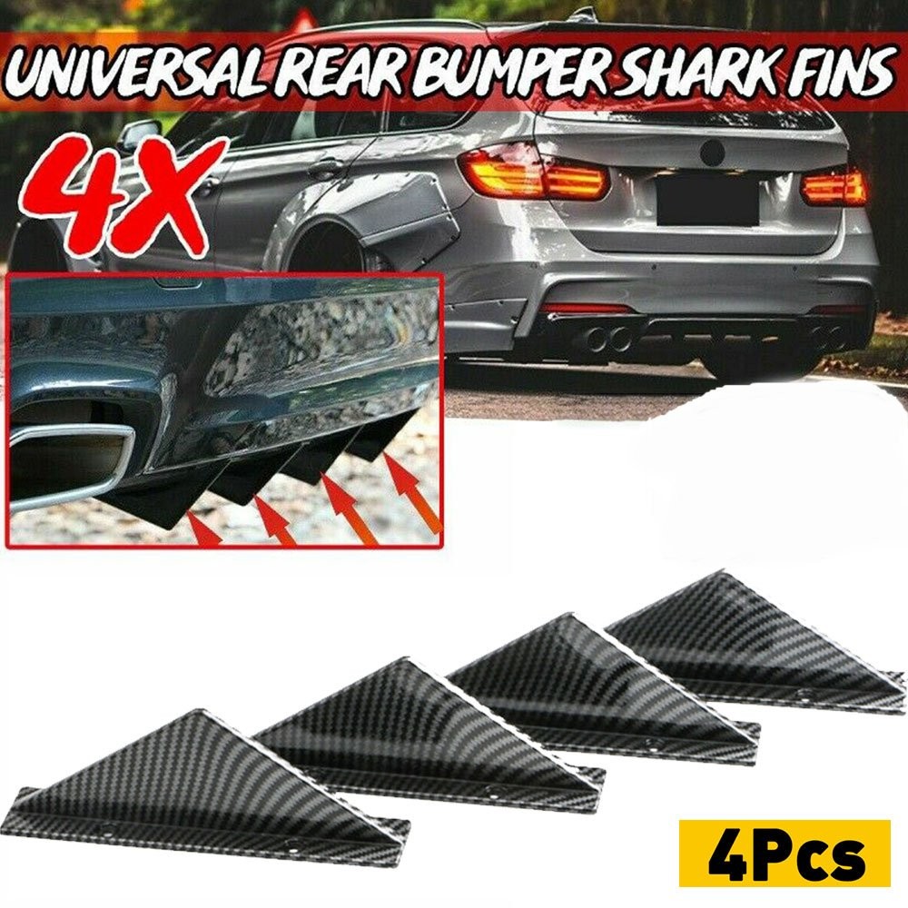 4pcs Car Fiber Carbon Auto Rear Lower Diffuser Bumper Splitter Fins Lip Wing H