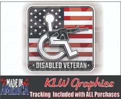 Wheel Chair Handicap Disabled Veteran Full Color Decal Sticker Gun Diesel Truck