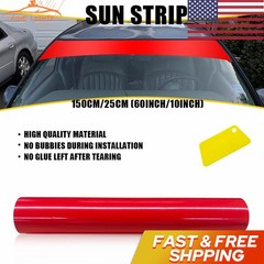 Sun Strip Visor Premium Vinyl 60″x10″ Windshield Banner Cast Film PVC Red