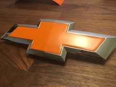 CJ 2 Silverado Gloss Orange Universal Chevy Bowtie Vinyl Sheets Emblem Overlay