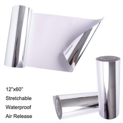 12×60 Inch Self Adhesive Reflective Chrome Silver Vinyl Wrap Sticker Decal Film