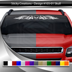 105-01 SKULL Windshield Decal Window Sticker Vinyl Graphic Tribal Skull Design