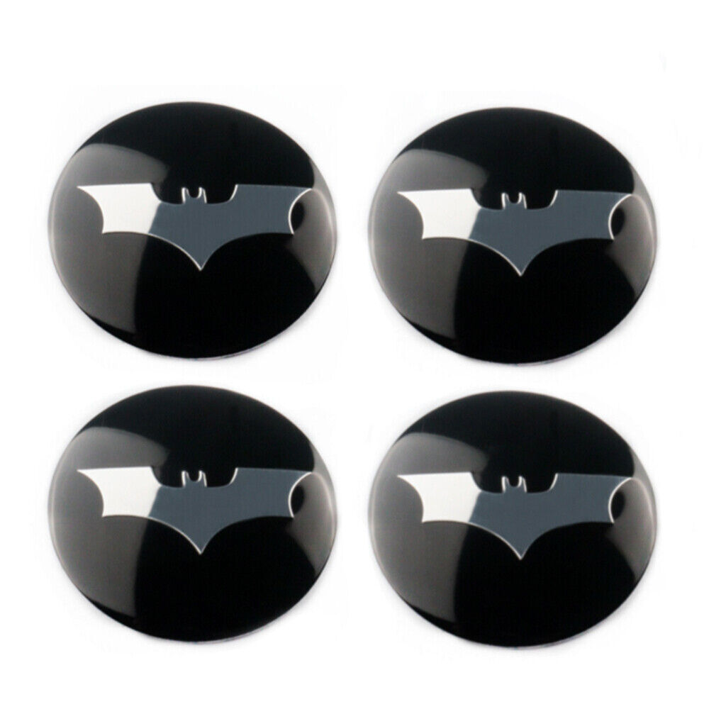 4Pcs 65mm Black Silver Bat Car Wheel Center Rim Hub Caps Badge Stickers Decals