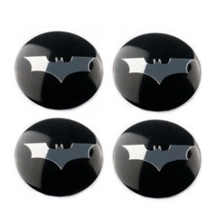4Pcs 65mm Black Silver Bat Car Wheel Center Rim Hub Caps Badge Stickers Decals