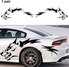 2PCS Wolf Graphics Car Decal Car Body Side Sticker Self-Adhesive Exterior Decor