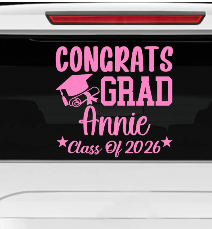 Class of 2026 Graduation Car Window Decal – Custom Vinyl Sticker for Senior Grad