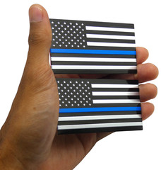 2x ALUMINUM Thin Blue Line Decal Sticker Car, Motorcycle, SUV