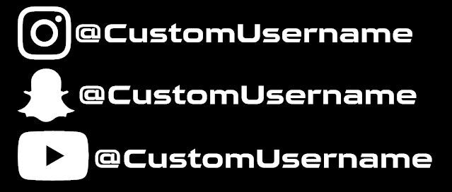 Custom Username @ Insta, Snap, Yout Vinyl Decal Sticker Large