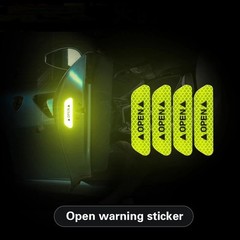 4Pcs Car Door Open Reflective Safety Warning Stickers Red Yellow Decal Tape