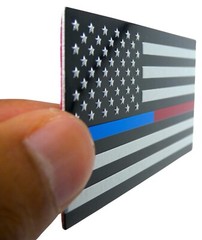 ALUMINUM Thin Blue Red Line Decal Sticker Law Enforcement, Police, Firefighter