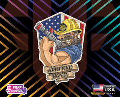 FIREFIGTER EARGELY SAVE L,LAPTOP,WALL,WINDOW,ETC,6YEARS R+LAMINATED +FREESTICKER