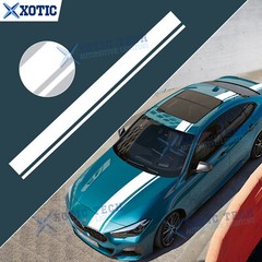 13.41 FT White Vinyl Car Exterior Dual Strips Full Body Stickers Decor For BMW