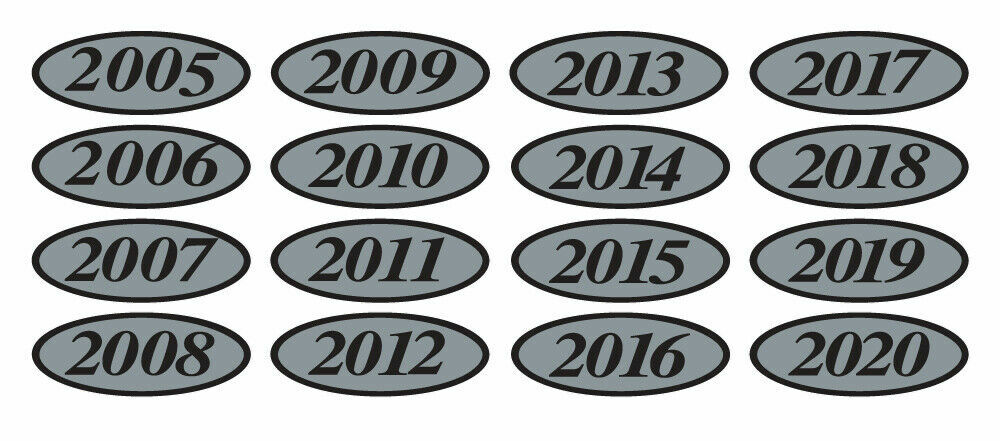 EZ-Line Car Dealer Oval Model Year 2 DOZEN Windshield Stickers Silver