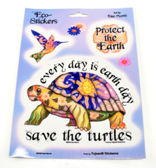 Save the Turtles Dan Morris Die-Cut Decal Sticker Set of 3 Earth Day Eco Art