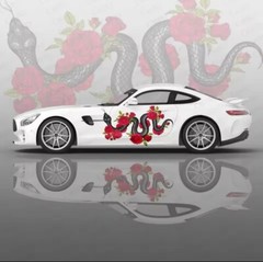 Snake Flower Design; JDM Decals For Cars; Universal Fit Both Sides; Snake Sakura