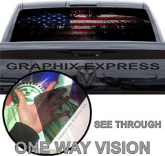 P321 American Flag Eagle Rear Window Tint Graphic Decal Wrap Back Pickup