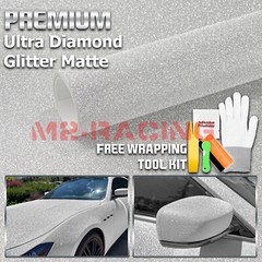 Premium Ultra Diamond Glitter Matte Silver Car Vinyl Wrap Sticker Decal Sheet