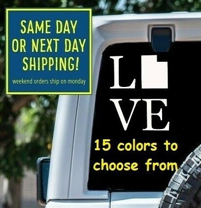 8 Sizes LOVE UTAH Car Window DECAL STICKER MacBook Laptop Tablet Gift