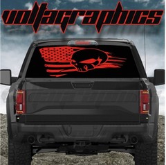 Vinyl rear window decal for most trucks American distressed the punisher flag