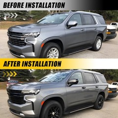 1Set Left Right Overlay for Chevrolet Tahoe 2015-2020 Window Overlay Gloss Black