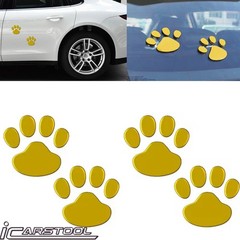 4 PCS 3D Gold Dog Paw Car Decal Auto Bumper Window Laptops Decor Emblem Decal