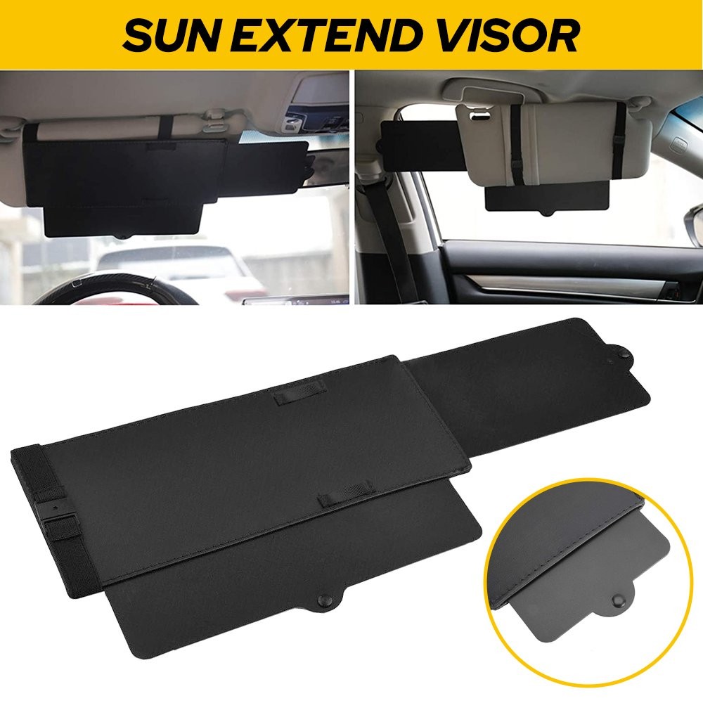 1/2pc Car Sun Visor Extension Shield Front Side Shade Anti-Glare Sunshade Black