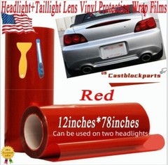 12″x78″Film For Transparent Red Headlight Taillight Lens Vinyl Protection Wrap