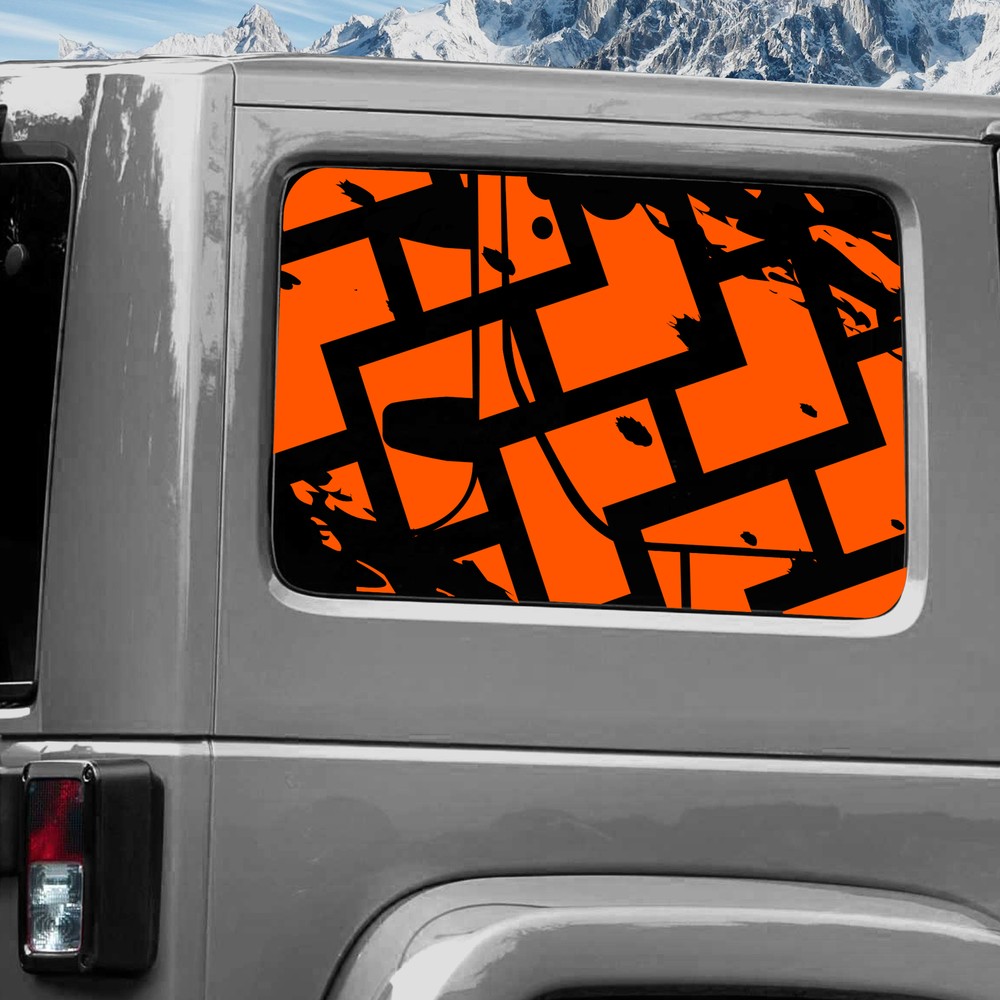 Rear Window Wrap Graphic Decal for Jeep Wrangler 2011-2020 TRACKS ORANGE