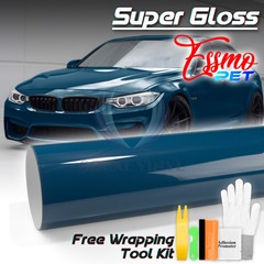 ESSMO PET Super Gloss Azure Blue Car Vehicle Vinyl Wrap Decal Sheet Like Paint