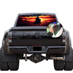 Truck Back Window Graphics Cowboy American Flag (P589) See Through Rear Decal