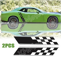 Car Body Side Plaid Graphic Racing Sports Long Stripes Self-Adhesive Trim Decals