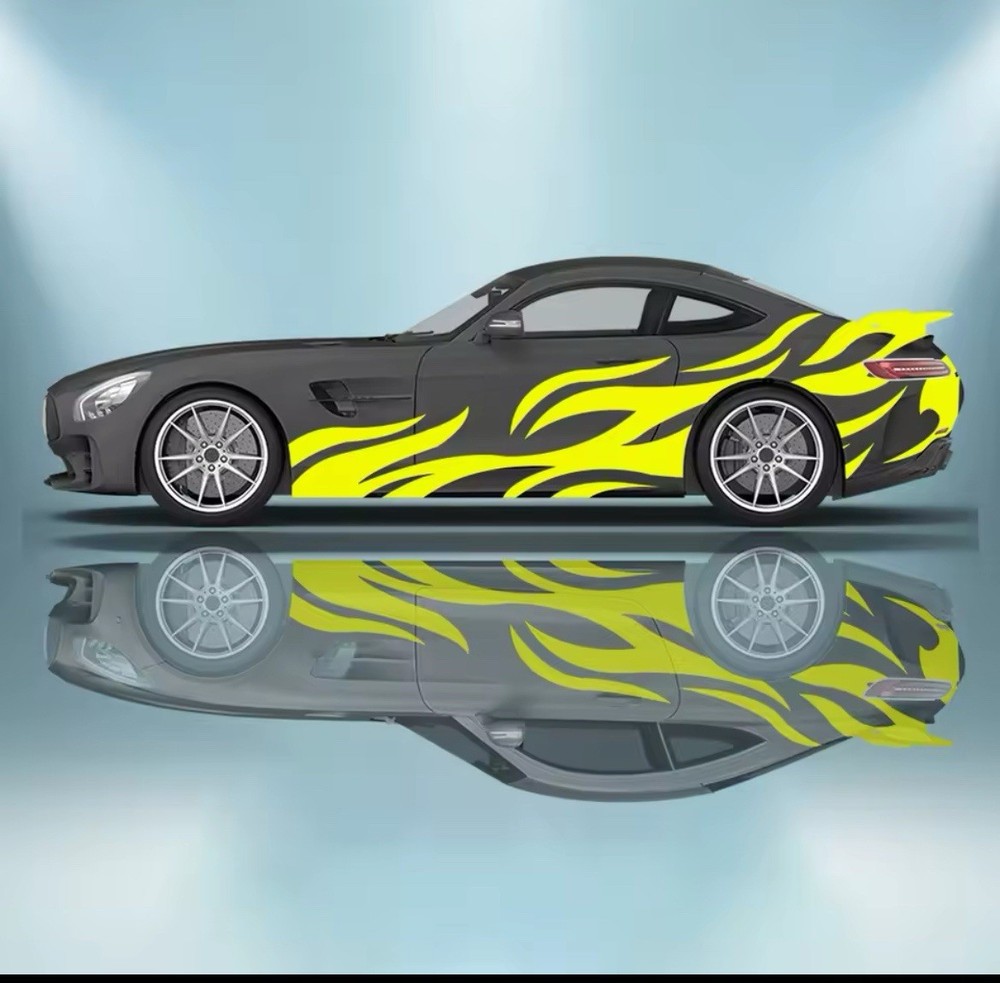Flame Car Decals; Flame Racing Sport Livery Decal For Both Sides Of Car; Flames