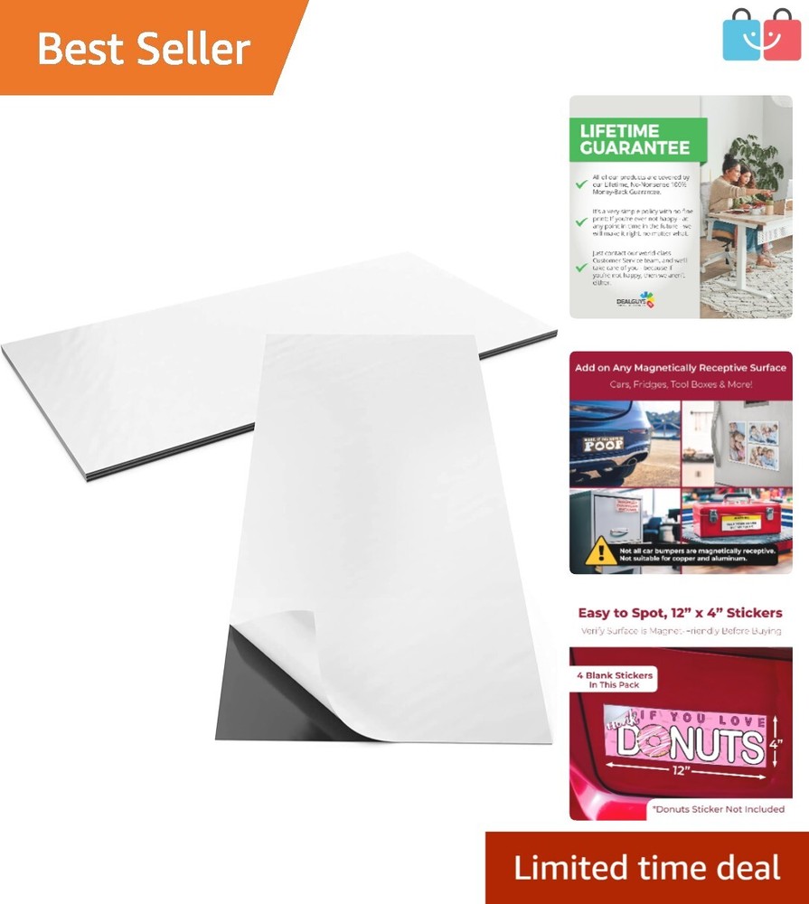 4 Pack Magnet Strips for Bumper Stickers – Strong, Flexible & Lifetime Guarantee